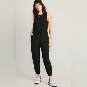 Sleeveless StretchTech Wrap-Effect Jumpsuit for Women, size L tall